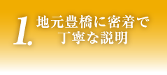 1.地元豊橋に密着で丁寧な説明